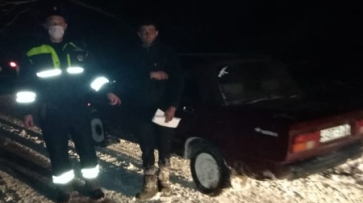 ВАЗ вылетел в кювет и застрял в снегу в Воронежской области