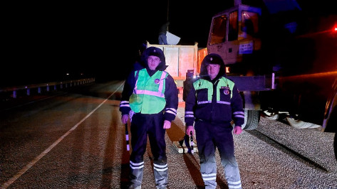 Воронежские полицейские помогли водителю большегруза, у которого сломался двигатель