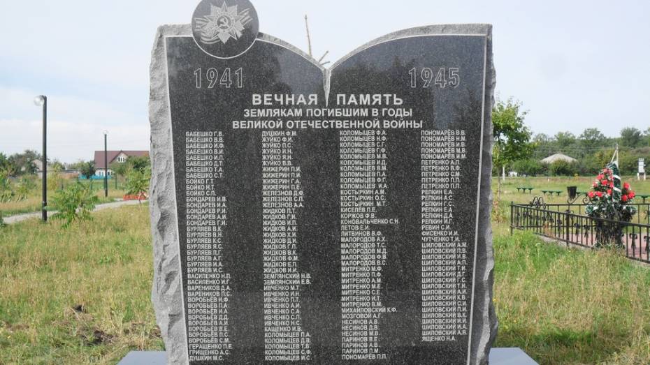 В лискинском селе Коломыцево установили мемориал погибшим в ВОВ землякам
