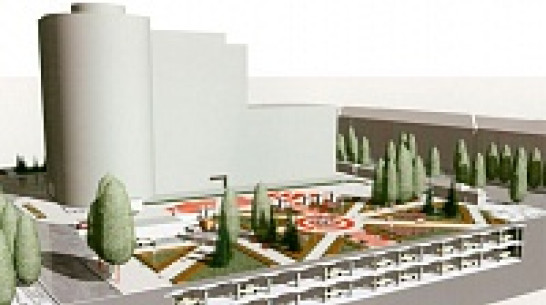 В сквере на улице Кирова строители приступили к подготовительным работам по пересадке деревьев 