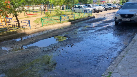 Воронежцы сообщили о двухдневном потоке воды во дворах рядом со школой
