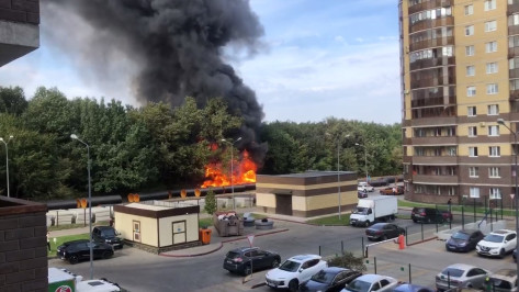 Пожар в жилом массиве «Олимпийский» сняли на видео в Воронеже