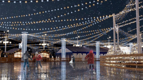 В Воронеже начали установку катка на Адмиралтейской площади