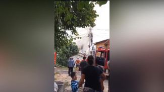 Пожар в воронежском СНТ сняли на видео: огонь уничтожил жилой дом