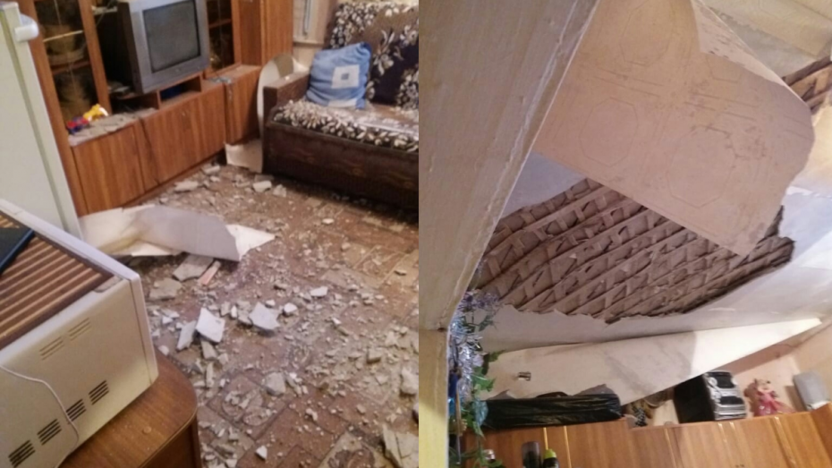 В воронежском общежитии обрушился потолок в комнате