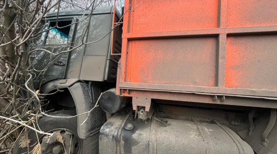 В Воронежской области КамАЗ вылетел в кювет и перевернулся