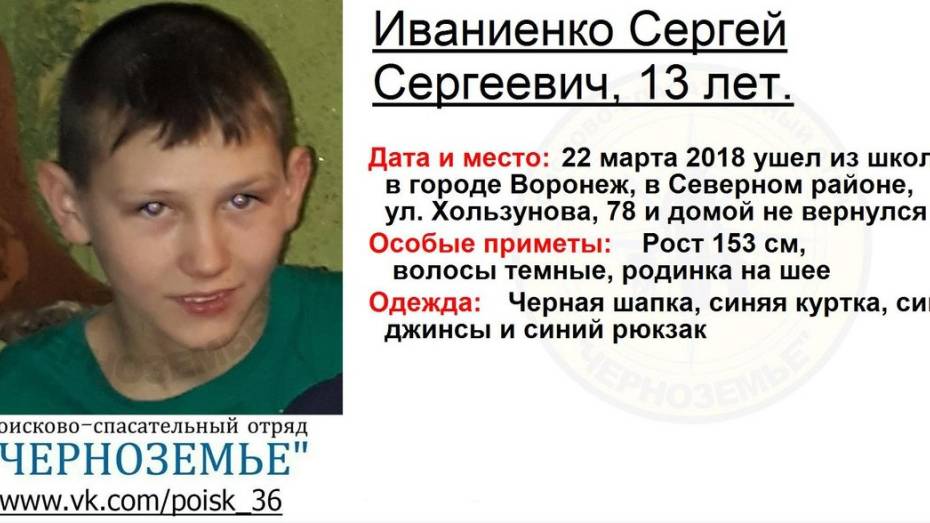 В Воронеже после школы пропал 13-летний подросток