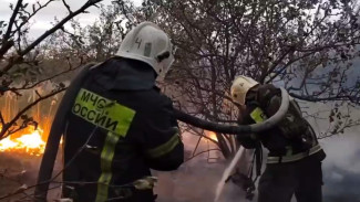 К тушению пожара в Совхозе Зареченском в Воронеже привлекли пожарный вертолет