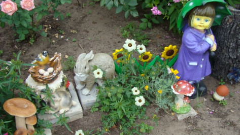Жительница  Новохоперского района собирает садовые скульптуры