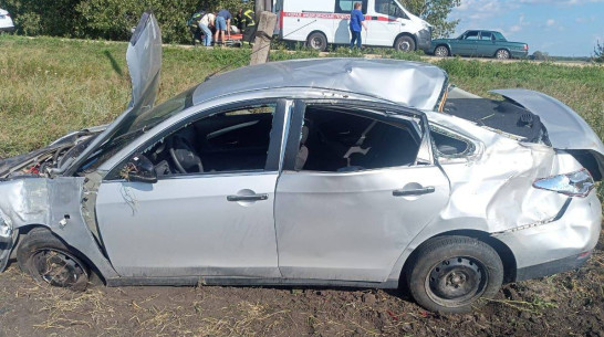 В Воронежской области Nissan вылетел в кювет и врезался в столб: погиб пассажир