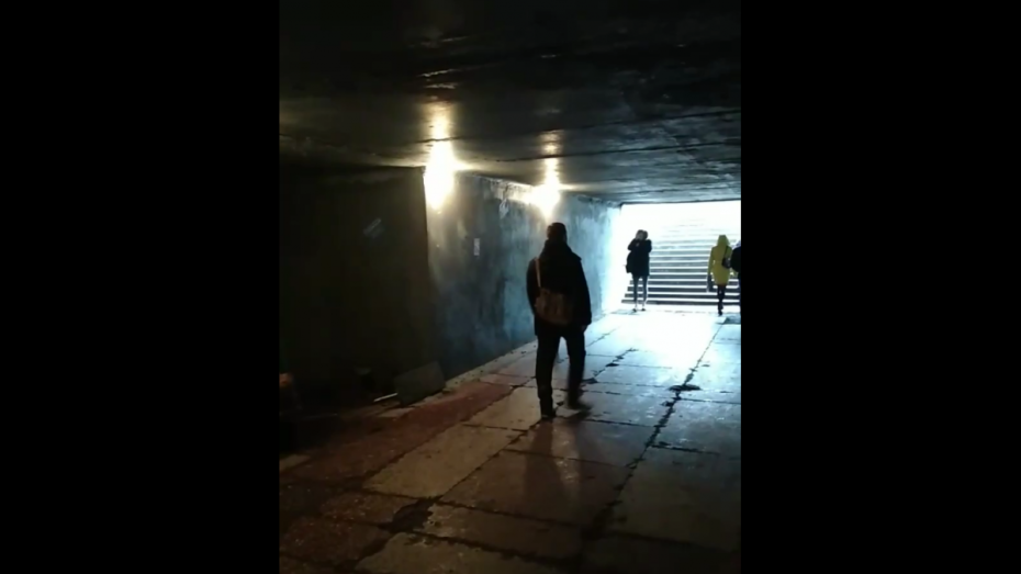 В подземном переходе на Московском проспекте в Воронеже убрали и включили свет