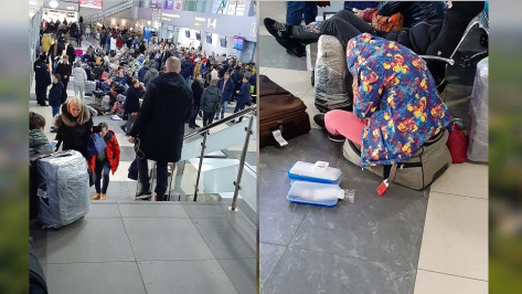 В Воронеже из-за сильного снегопада пассажиры рейса на Гоа застряли в аэропорту