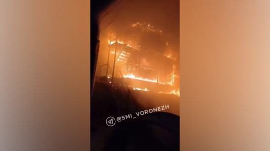 В Воронежской области два часа тушили полыхающее здание Эртильского маслоэкстракционного завода