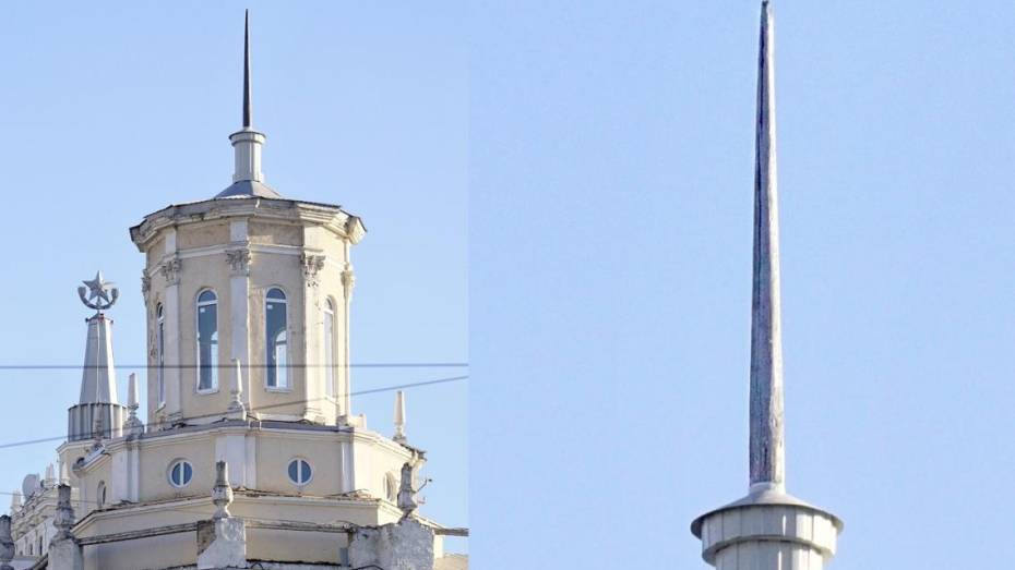 На башню «сталинки» в центре Воронежа вернули деревянный шпиль