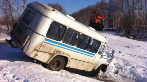 В Новоусманском районе служебный автобус  улетел в кювет 