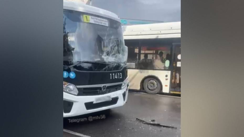 В Воронеже столкнулись 2 автобуса: видео