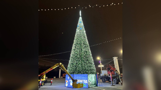 На Адмиралтейской площади в Воронеже установили 18-метровую новогоднюю елку