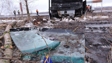 В Воронежской области автобус вылетел в кювет: 12 пассажиров пострадали