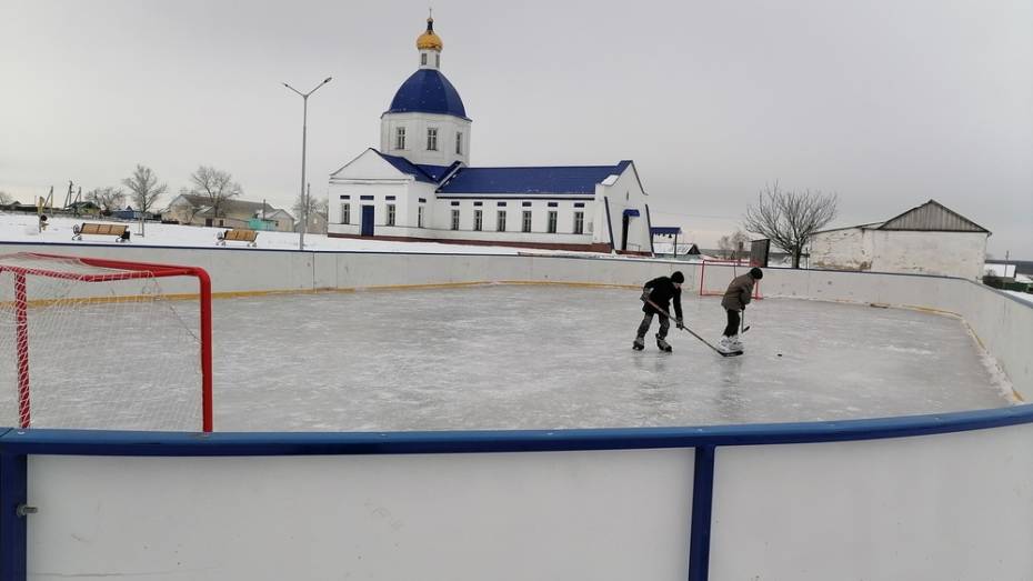 В лискинском селе Старая Хворостань впервые сделали хоккейную площадку