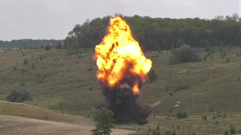 Взрыв крупной партии снарядов времен ВОВ сняли на видео в Воронежской области