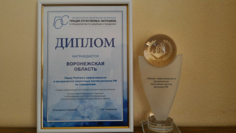 Воронежская область стала лидером среди регионов РФ по прозрачности госзакупок