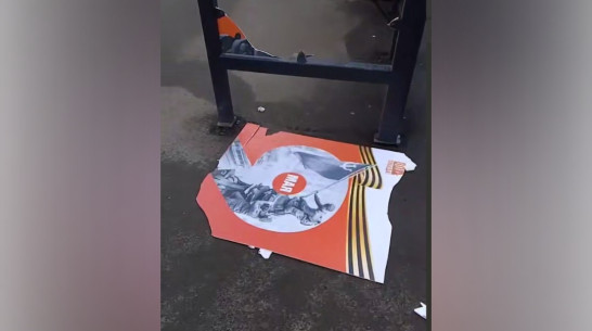 Под Воронежем двое мужчин разгромили украшенную ко Дню Победы остановку