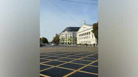 В Воронеже на площади Ленина появилась вафельная разметка