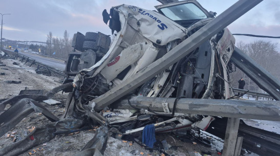Трассу М-4 «Дон» в Воронежской области перекрыли из-за столкновения двух фур, в котором погиб мужчина