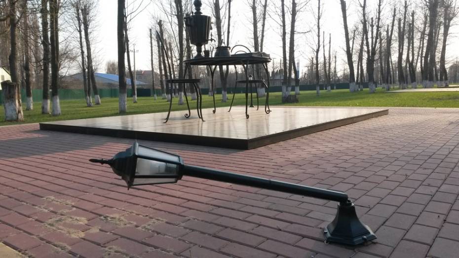 В поселке Хохольский вандалы погнули опоры фонарей в парке