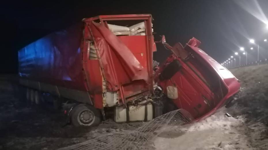 Водитель пострадал в ДТП с двумя грузовиками на трассе в Воронежской области