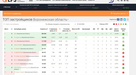 Аналитики: ДСК лидирует в Воронежской области по объемам строительства жилья