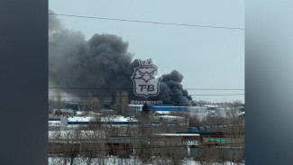 На левом берегу Воронежа загорелся склад пиломатериалов днем 13 февраля