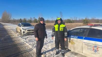 Воронежские полицейские помогли водителю, который остановился выгулять собаку и увяз в снегу