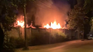 Ночной пожар в Воронеже сняли на видео