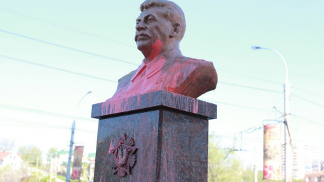 В Липецке бюст Сталина облили розовой краской 