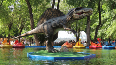 Детям-сиротам бесплатно показали выставку динозавров в воронежском парке «Орленок»