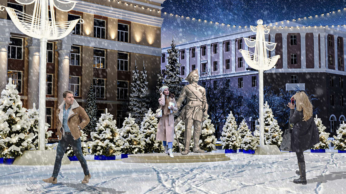 Площадь Ленина в Воронеже на новый год 2023