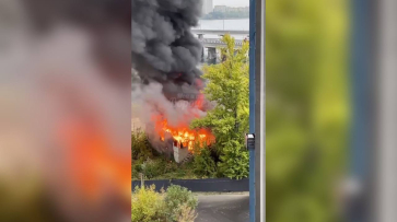 Пожар в заброшенном доме возле Северного моста в Воронеже попал на видео