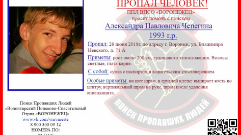 Волонтеры начали поиски пропавшего 25-летнего воронежца 
