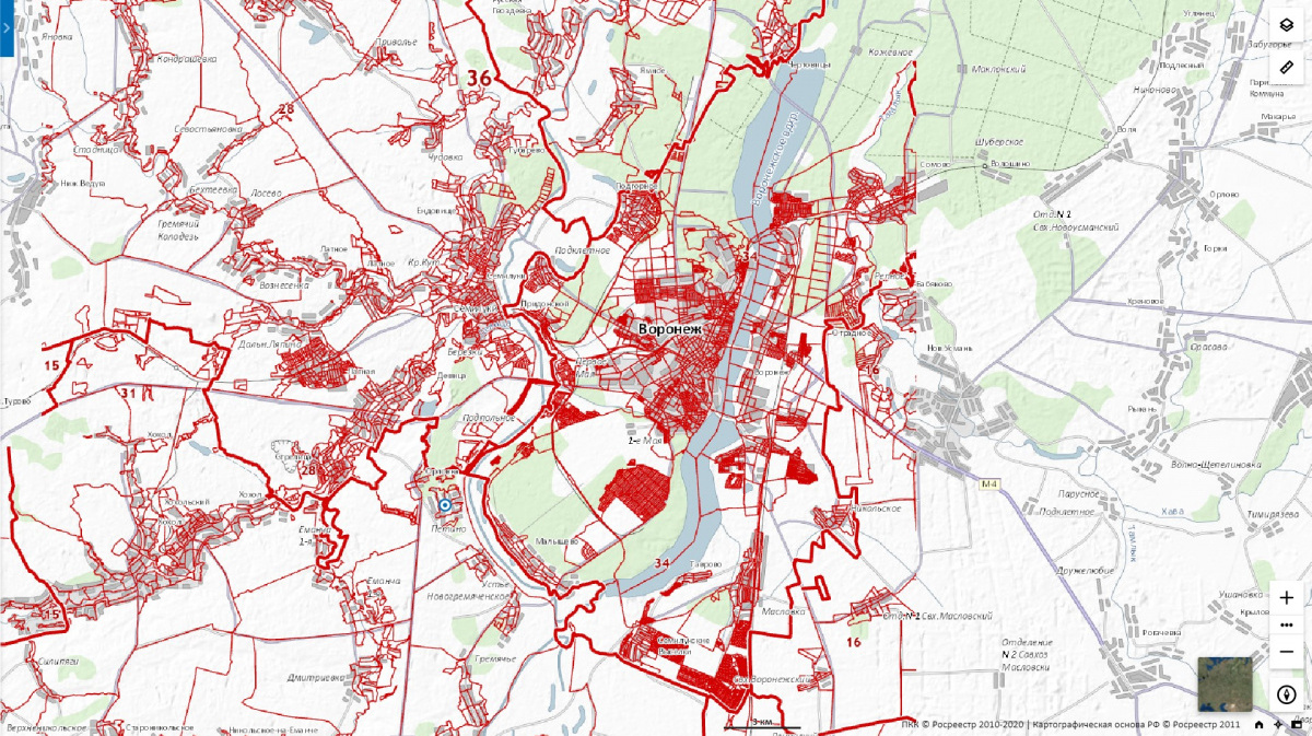Открытая кадастровая карта воронеж