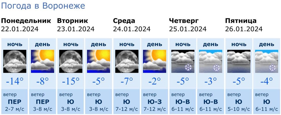Погода воронежской области на 5 дней