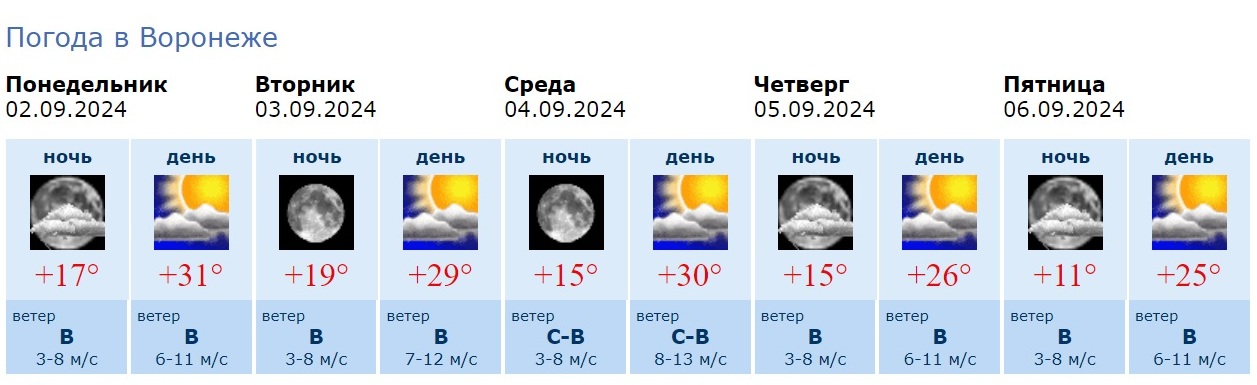 Информация Воронежского гидрометцентра