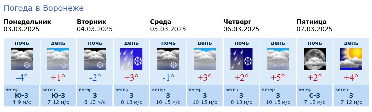 Информация Воронежского гидрометцентра