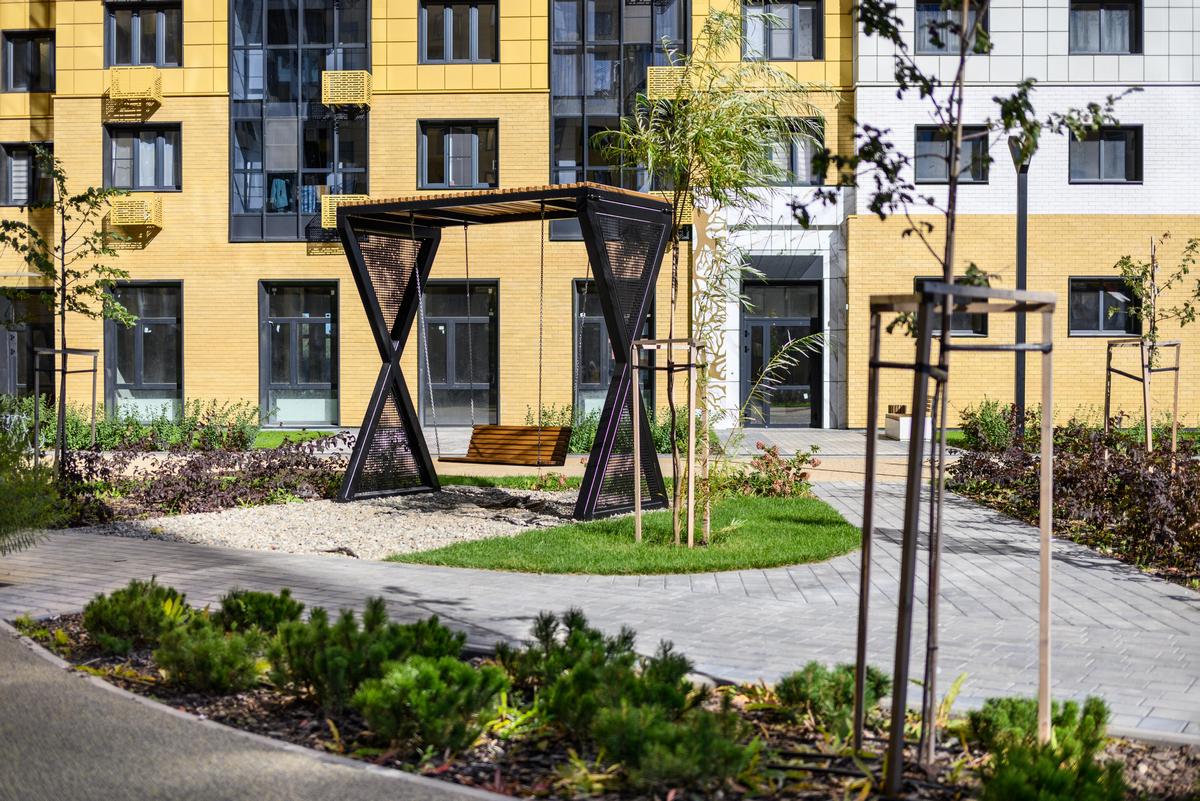 Пример благоустройства территории в ЖК «Яблоневые сады» Пример благоустройства территории в ЖК «Яблоневые сады»