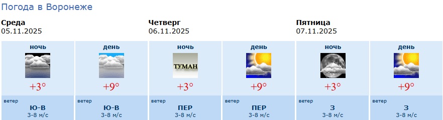 Информация Воронежского гидрометцентра