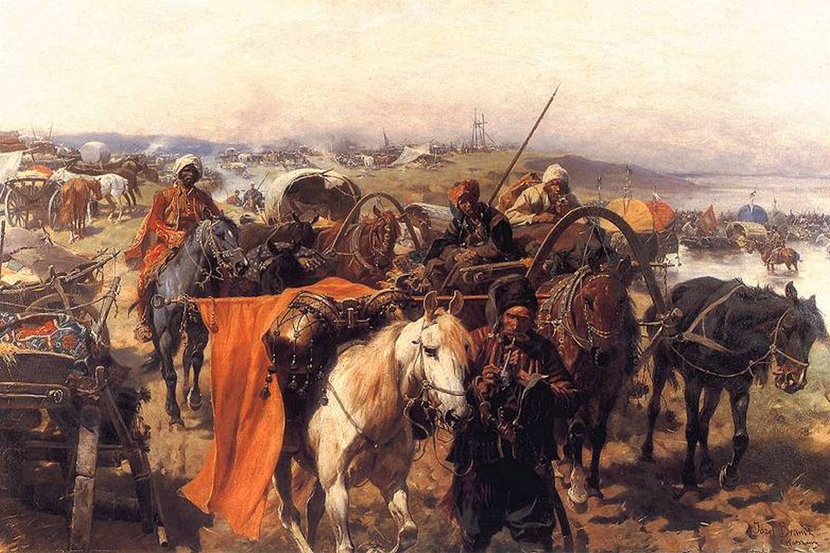 «Обоз запорожцев», картина Юзефа Брандта